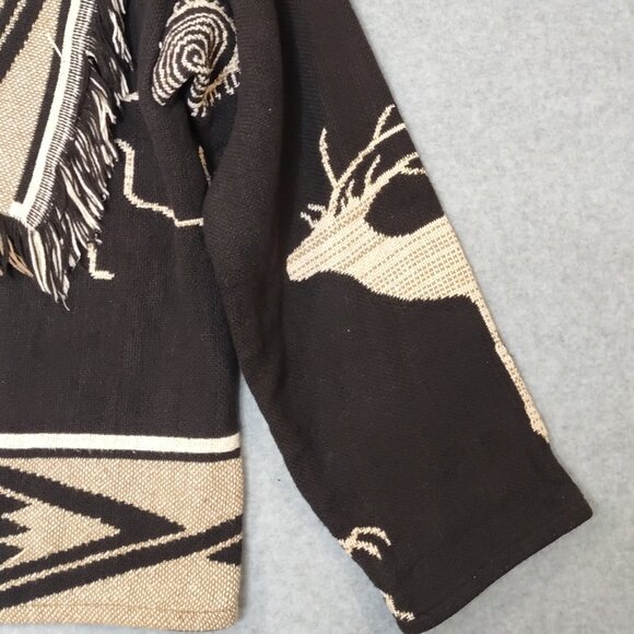 Western One Size Aztec Cowboy Women's All Cotton Jacket Raw Hem 2 Button Front - Picture 4 of 12